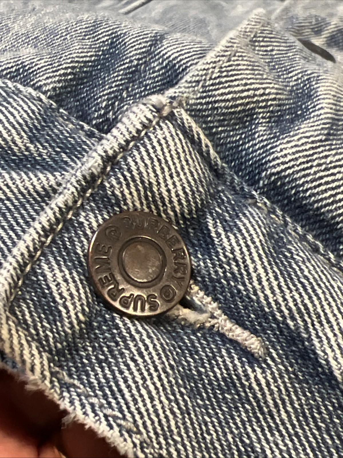 Supreme X Burberry Denim Trucker Jacket - SS22 - Washed Blue - Size L image 9