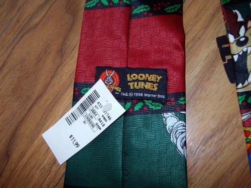 Looney Tunes 1998 Marvin Martian Daffy Taz Tweety Bugs corbata de Navidad WB - Imagen 5 de 6