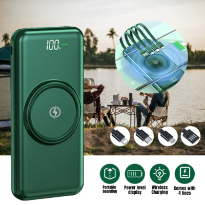 90000000mAh Wireless Power Bank 4USB LCD Backup Portable Charger For Cell Phone