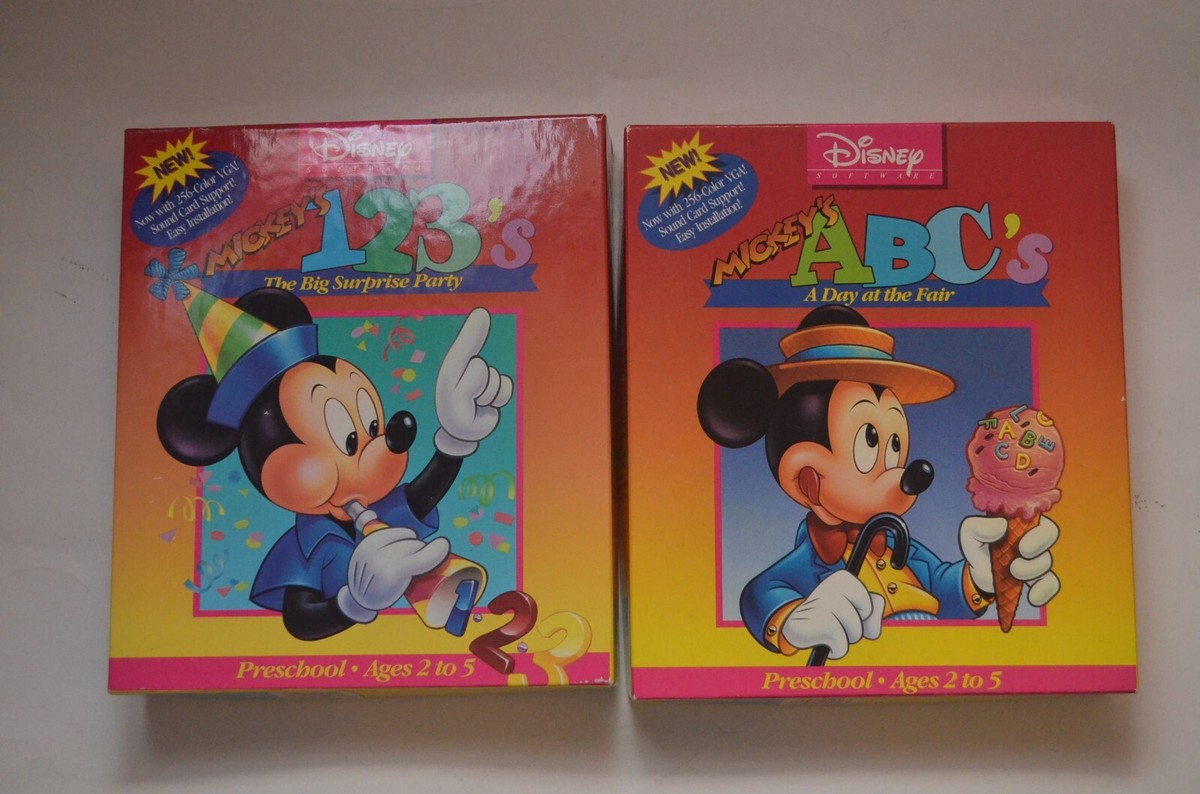Lot of (2) Vintage Disney Software Mickey's ABC's & 123's W