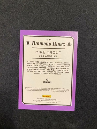 2021 Donruss Diamond Kings Mike Trout Angels #14, HOT SUPERSTATR @ $$$$ TO GO - Picture 2 of 2