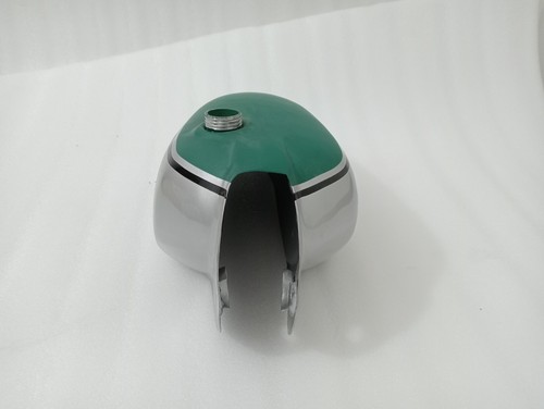 Honda CR125 CR125M 1974 Elsinore Alloy Fuel Petrol Tank Matt Green & Silver +Cap - Picture 11 of 22