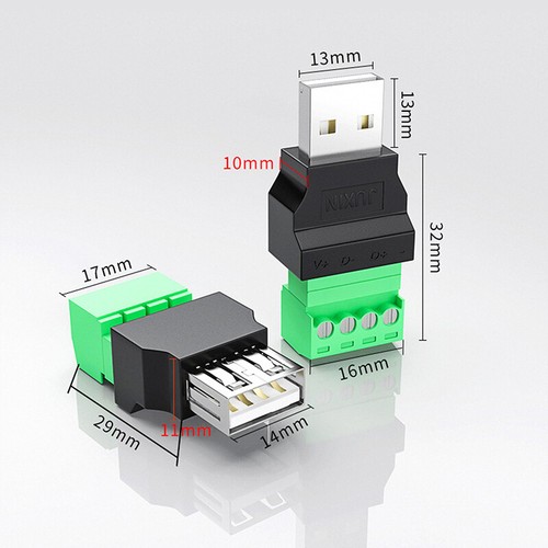 1Pc USB 2.0 Type A USB Connector USB Plug Adapter Jack Screw Terminal Plug - Photo 4/14