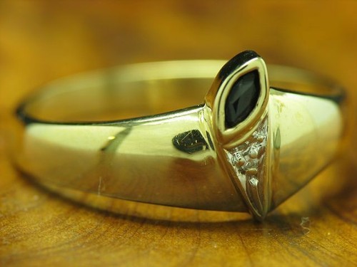14kt 585 Anillo Oro Amarillo con Diamante & 0,10ct Espinela - Imagen 3 de 6