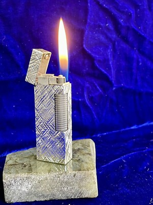 Dunhill Lighter Rollagas Vintage Silver Mint Condition Working 1 Year Warranty