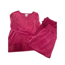 Vanity Fair Y2K Large Velour Pink Lounge Set pajamas pull on trendy track set