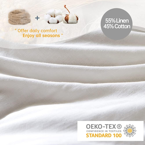 French Linen Duvet Cover Set 78" X 86"- 3 Pieces (1 Comforter Cover,2 Pillowcase - Picture 3 of 7