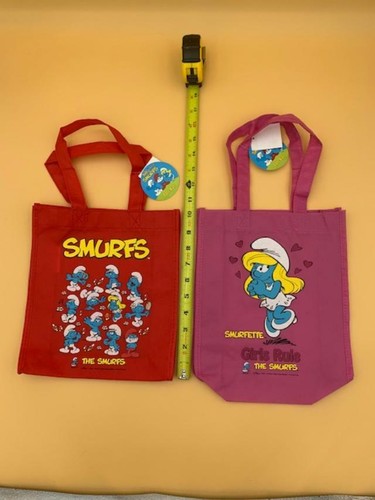 2 - Bolsas de Transporte de Tela Pitufo Peyo (2010) Pitufos - 9 X 10" Rojo y Rosa - Imagen 1 de 12