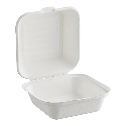 6" x 6" x 3" Compostable Sugarcane / Bagasse Take-Out Container - 500/Case - Picture 2 of 3