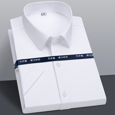 Mens Short Sleeves Dress Shirts Formal Bamboo Fiber Non Iron