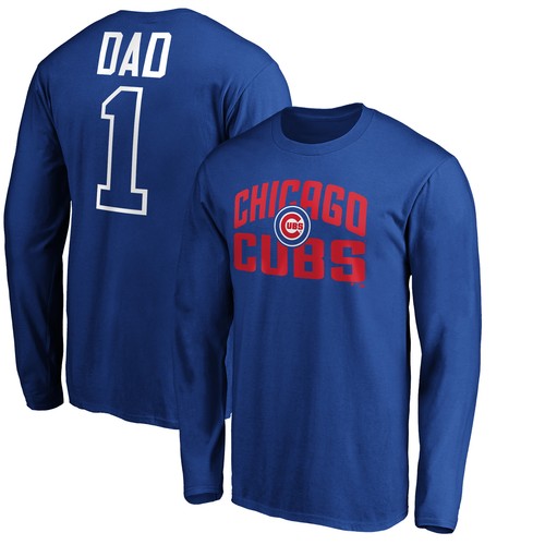 Men's Royal Chicago Cubs Father's Day #1 Dad Long Sleeve T-Shirt