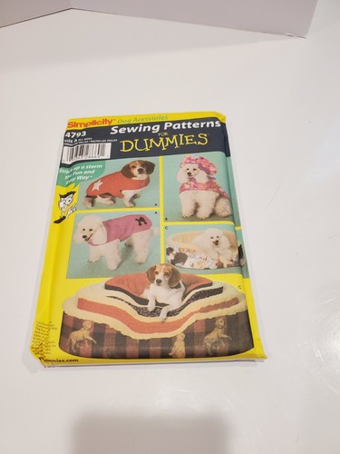 SIMPLICITY 4793 SEWING FOR DUMMIES Dog Coats, Hats and Beds Uncut - 第 1/3 張圖片