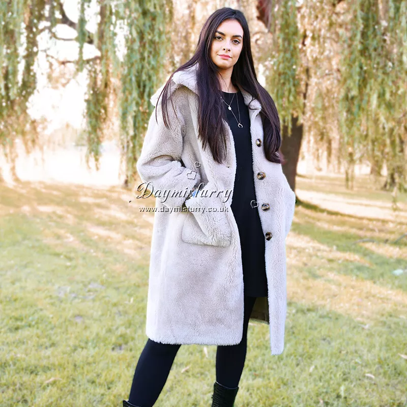 Long beige winter coat top