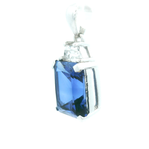 14K White Gold Synthetic Blue & White Sapphire Pendant MSRP $875 - Video 1 of 1