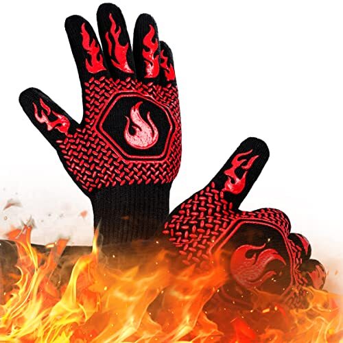 Fireproof Heat Resistant Gloves Fire Pit Wood Stove Work Non-Slip ...