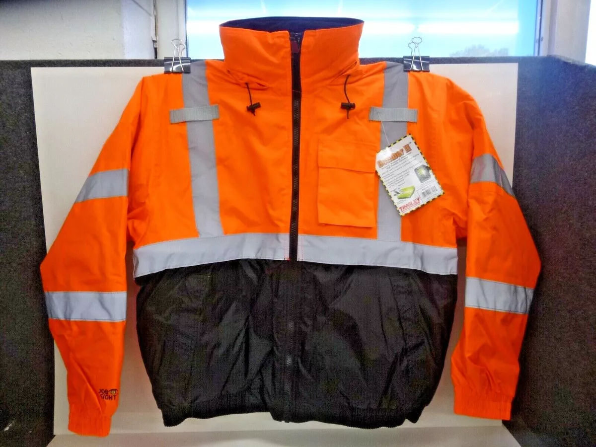 NEW TINGLEY HI VIS. BOMBER JACKET J26119 XL CLASS 3 ORANGE BLACK