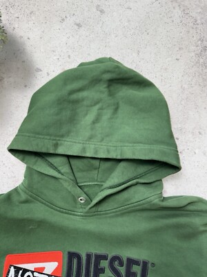 トップス DIESEL long logo hoodie archive Diesel NOCOOL ANYMORE Big Logo Hoodie Size XL Green Baggy | eBay