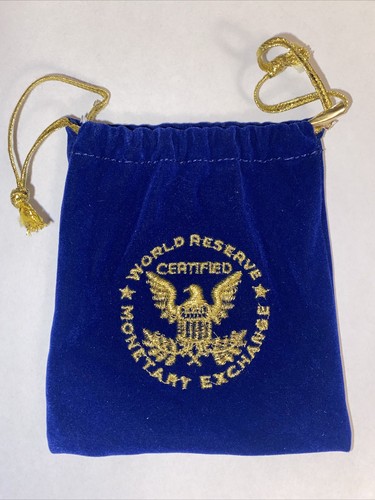 WORLD RESERVE MONETARY EXCHANGE COIN PURSE MONEY BAG 💰 BLUE VELVET MINT