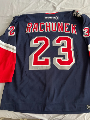 Karel Rachůnek #23 blau New York Rangers GAME WORN Trikot - Zertifikat von Auth dabei