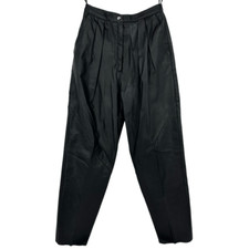 Vintage 90s Womens Pleated Leather Pants Tapered Waist 26  Grunge Minimalist
