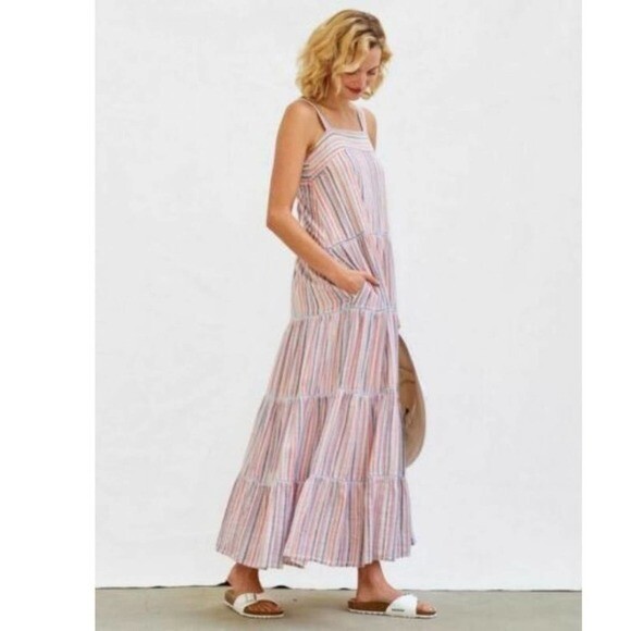 Anthropologie Cotton Tiered Maxi Dress Sundry Luna Cotton