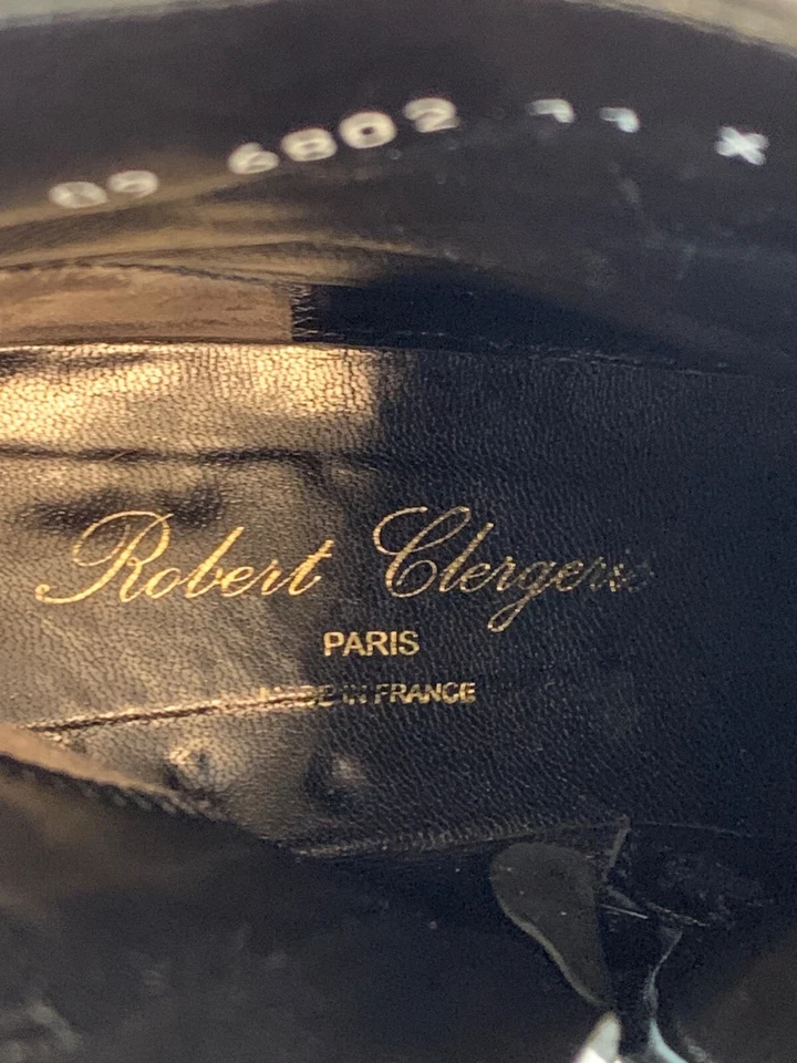 Botas de tornozelo Robert Clergerie couro amanteigado preto salto robusto França F9063 - Imagem 3 de 4