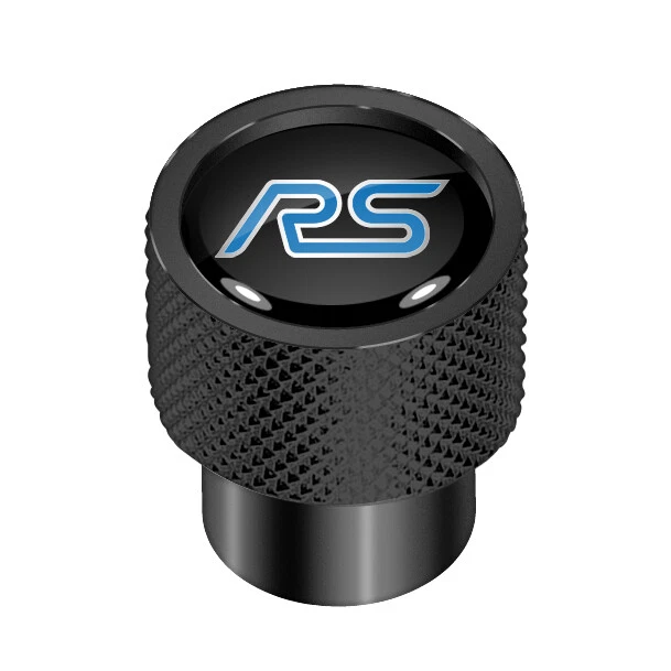 Tapas de vástago de válvula de neumático de aluminio negro sobre negro Ford Focus RS Foto 2 de 4