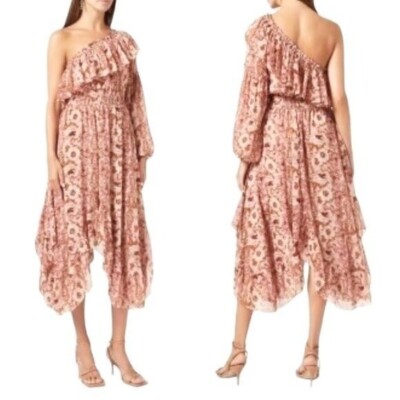 NWT MISA Vola Floral Midi Dress San Lorenzo Flora Pink Size M Retail $425