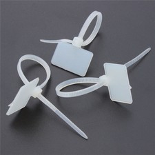 100pcs White Plastic Nylon Mark Tags Label Sticker Cable Zip Ties