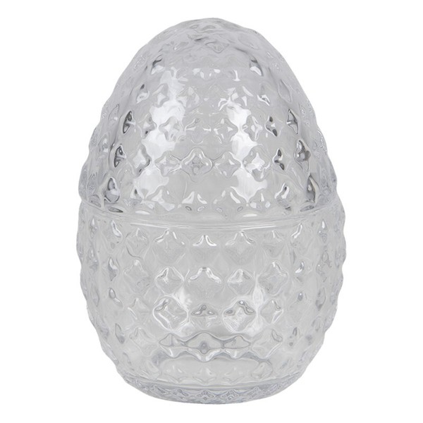 Clayre & Eef: Bonbonniere Mit Deckel, Glas, Ei, Transparent, 9 X 12 Cm, Ostern-image