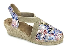 Toni Pons 6 Multicolored Batik Taupe Leather Telva Espadrille  Wedge Sandals