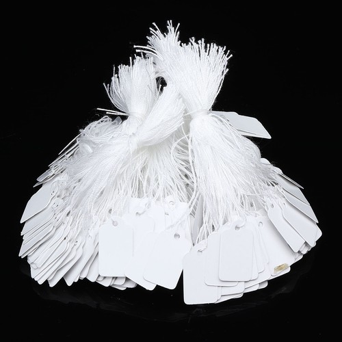 1000Pcs Blank White Merchandise Price Tags w/ String Retail Strung Jewelry Label - Picture 4 of 7