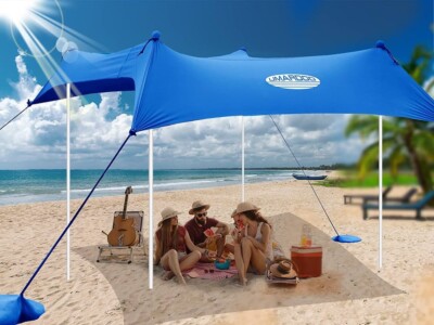 UMARDOO Family Beach Tent Canopy Sun Shade Portable 10*10Ft 4 Poles