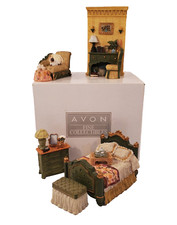 Avon Miniature Dollhouse Master Bedroom Furniture 5pc Set 2001 Boxed 