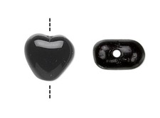 1 Strand 67 Czech Pressed Glass Opaque Black 6mm Heart Beads w/ 0.9-1mm Hole 