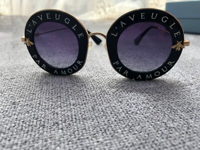 Gucci Womens Round Sunglasses L'aveugle Par Amour GG0113S