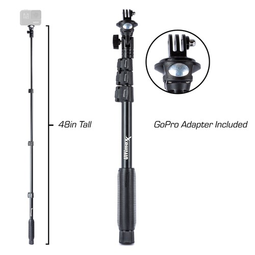 48" Inch 360 Mobility Monopod with GoPro Adapter Head and Smartphone Holder - Picture 2 of 6