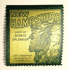 Old Man of Mountain Stamp by State Department of Publicity in New Hampshire