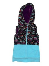 Ivivva Lululemon Girls Sz 12 Floral Print Fleece Zip Vest Outerwear Pocket Cozy