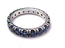 Authentic Pandora Ring, Silver Sparkling Row Eternity, 190050C02, Blue CZ