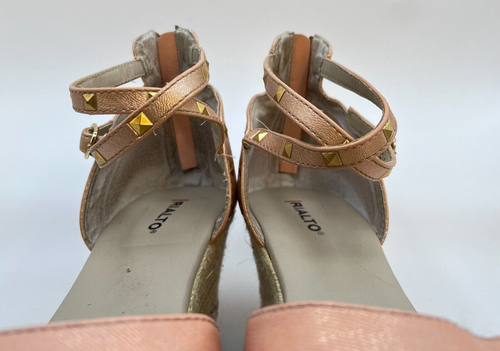 RIALTO Size 10 Espadrille STUDDED Wedge Heel CLOSED TOE Shoe WITH STRAPS - Picture 4 of 8