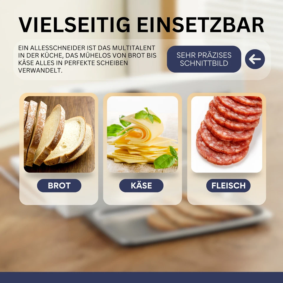 Allesschneider elektrische Brotschneidemaschine AS170 150W klappbar BPA-Frei - Bild 3 von 4