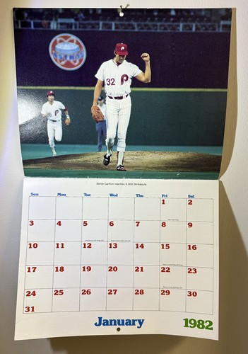 Vintage 1982 Phillies Calendar Pete Rose Mike Schmidt And Steve Carlton Cover - Picture 3 of 10