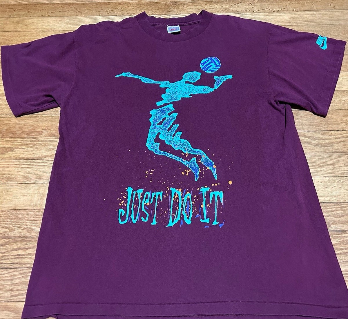 Vtg 90s Nike Volleyball Just Do It Big Print Single Stitch T-Shirt