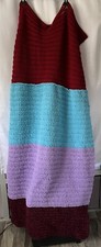 Multicolored Handmade Crocheted Knitted Throw Blanket 60  X 50