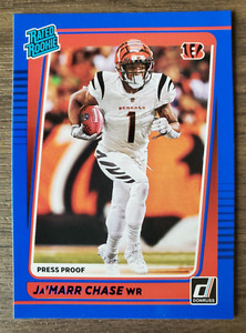 2021 Donruss Rated Rookie Blue Press Proof Ja'Marr Chase RC #262