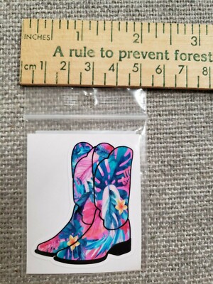 Multi Color Cowgirl Boots 2 1/2'' Off the Hook Vinyl Sticker