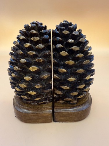 Vintage Cast Composite Pinecone Bookends, Late 20th Century - Picture 4 of 10