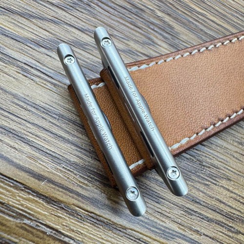HERMES Apple Watch 45mm Fauve Brown Leather Band Single Tour Used no box - Zdjęcie 4 z 7