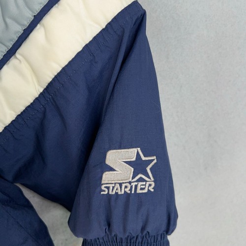 Vintage Dallas Cowboys Jacket Kids Medium Blue White Starter NFL Football Winter - Picture 5 of 15